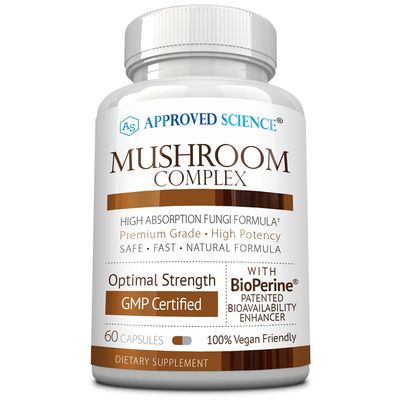Approved Science Mushroom Complex - Support The Immune System and Cognitive Function - with Lions Mane, Chaga, Reishi, Turkey Tail, Shiitake, Oyster, and More - 60 Capsules - Vegan