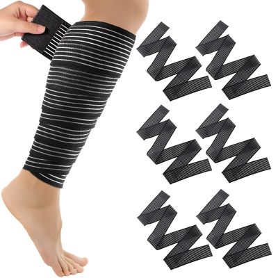 Syhood Compression Bandage Wraps for Leg, Elastic Calf Compression Sleeve Ankle Support, Adjustable Plus Size for Men and Women Stabilising Ligament, Joint Pain, Sports(6 Pieces,71 Inches)