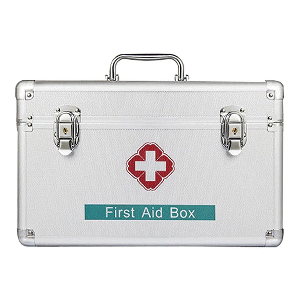 XYEJL Portable Medication Lock Box,Lockable Emergency Package Storage Box with Handle Contain Removable Tray,Suitable for Home, Travel, Camping, Workplace,12in