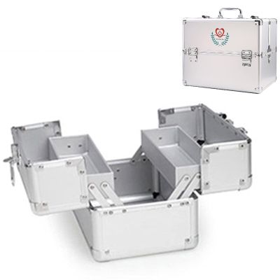 XYEJL Double Opening Medicine Box Military Portable Metal Medical Box,Emergency Kit Box with Handle/Shoulder Strap,Suitable for Home, Travel, Camping, Workplace,24 * 16.5 * 18.5cm