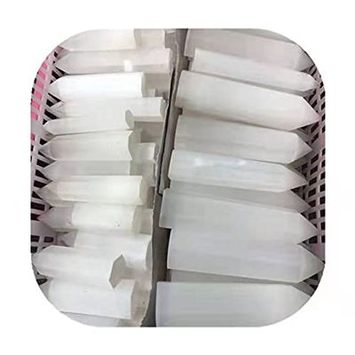 1pc Polished Obelisk Tower Natural White Selenite Crystal Points Wand for Home Decoration 100-110mm