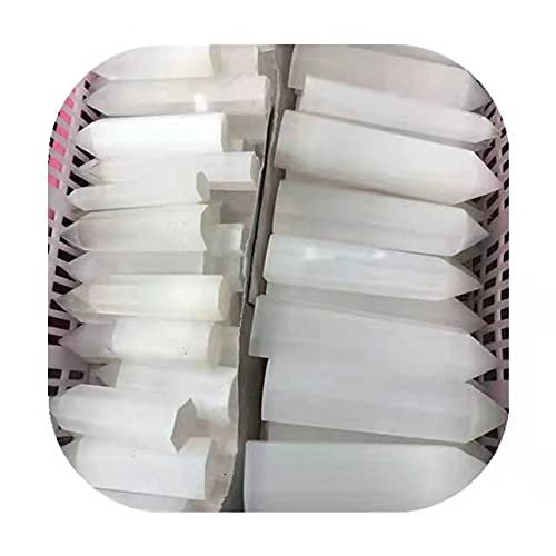1pc Polished Obelisk Tower Natural White Selenite Crystal Points Wand for Home Decoration 100-110mm