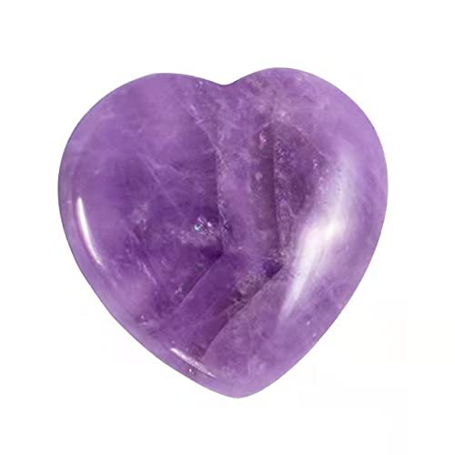 1pc Natural Beautiful Amethyst Quartz Heart Shaped Folk Craft Crystal Stone for Healing Reiki 40mm