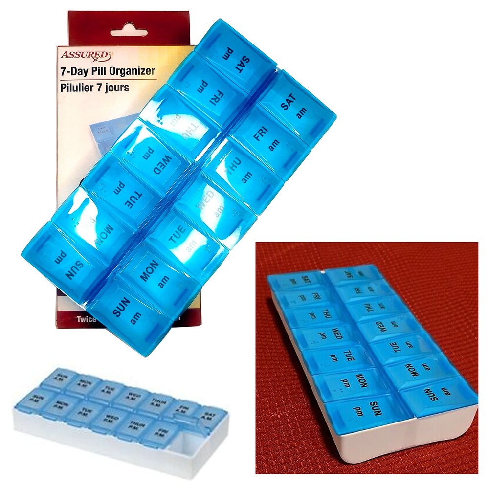 2 Pack Am Pm 7 Day Pill Box Organizer Medicine Tablet Daily Vitamin Case Holder