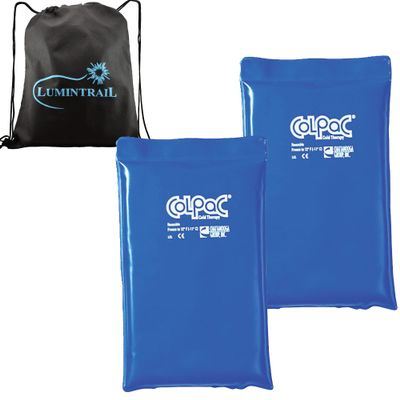 Chattanooga ColPac, Reusable Gel Ice Pack for Knee, Arm, Elbow, Shoulder, Back - Aches, Swelling, Bruises, Sprains, Inflammation, Half Size 2 Pack Bundle, Blue Vinyl, with a Lumintrail Bag