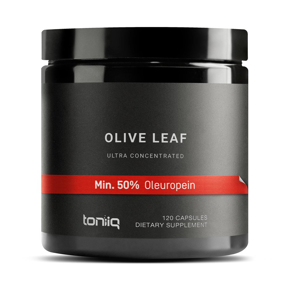 Toniiq Olive Leaf Extract - Ultra High Potency 45:1 Extract with 50% Oleuropein - Highly Concentrated - Third-Party Lab Tested - 120 Capsules