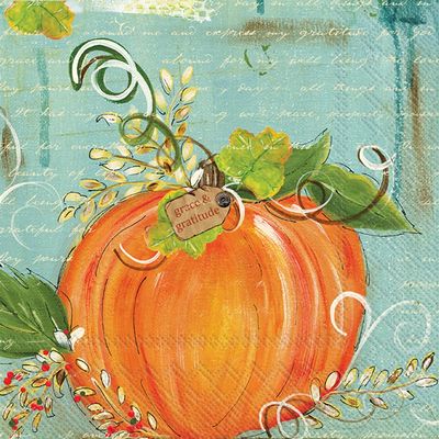 IHR Ideal Home Range Party Napkins Disposable 3-Ply Paper Lunch Napkin Pack, 6.5" x 6.5", Grace And Gratitude, 20-Count