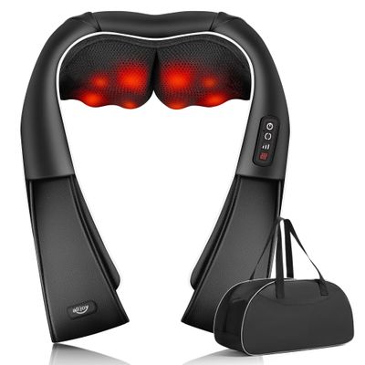 ALLJOY Neck Massager for Pain Relief Deep Tissue with Heat, HSA 3D Kneading Shiatsu Neck and Back Massager for Shoulder Full Body Home Office Car Use FSA, Birthday Gifts for Dad Men Mom Women