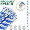 12 Inch Disposable Paper Drinking Straws Large and Tall, 8mm Wide - for Long Drinks, Smoothies, Milkshakes - Blue, 100 Counts - Eco-friendly view 3