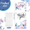 100 Pieces Floral Thank You Treat Bags Floral Cellophane Bags Blessing Candy Bag Flower Pattern Cello Treat Bags with 150 Pieces Silvery Twist Ties for Chocolate Candy Snacks Cookies Birthday Party view 2
