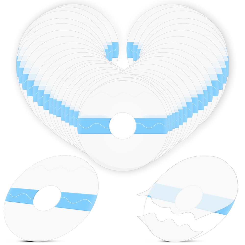 Nuanchu 48 Pack Shower Waterproof Patch Transparent Adhesive Patches Waterproof CGM Sensor Covers Protectors, Precut Clear Overpatch Tape Sticker with Hole for Shower Swimming Cycling Running(Blue)