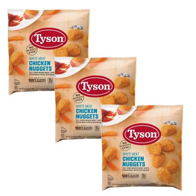 Tyson White Meat Chicken Nuggets | Frozen Fully Cooked Breaded Nuggets, All Natural, 3 Pack (15 Lbs Total) | By Gourmet Kitchn