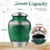 GSM Brands Cremation Urn Holds Adult Human Ashes - Large Handcrafted Funeral Memorial with Striking Green Design (Aluminum - 9.6 Inch Height x 6.8 Inch Width) view 4