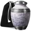 Cremation Urn for Adult Human Ashes - Large Handcrafted Funeral Memorial with Striking White (Pearl) Design (Aluminum - 10 Inch Height x 7 Inch Width) view 1
