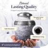Cremation Urn for Adult Human Ashes - Large Handcrafted Funeral Memorial with Striking White (Pearl) Design (Aluminum - 10 Inch Height x 7 Inch Width) view 3