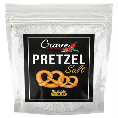 Crave Coarse Pretzel Salt 1.5 Pound Large Bag For Soft Pretzels - Premium All Natural Coarse Food Grade Topping - For Bagels & Breads too!
