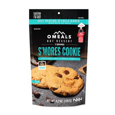 OMEALS SMores Cookie Good to Go Meals - Self Heating Emergency Food Supplies, Fully Cooked Backpacking Meals and Camp Food with Extended Shelf Life - USA - 6 Pack