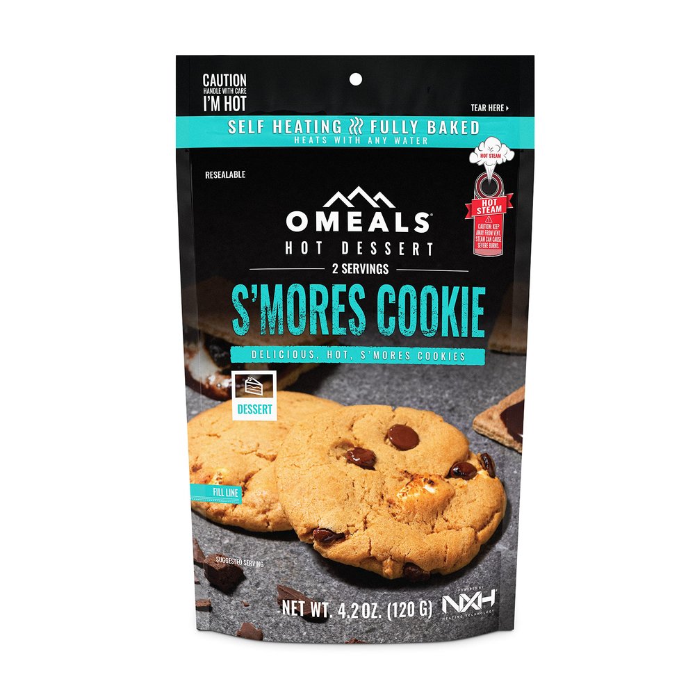 OMEALS SMores Cookie Good to Go Meals - Self Heating Emergency Food Supplies, Fully Cooked Backpacking Meals and Camp Food with Extended Shelf Life - USA - 6 Pack