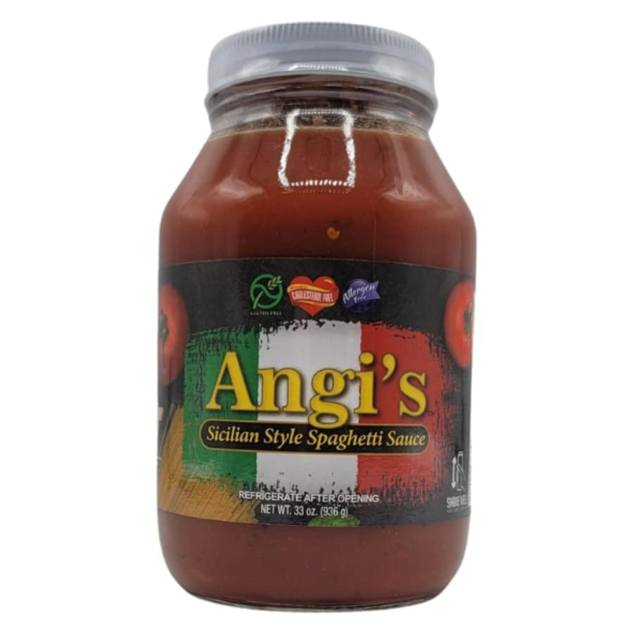 Angi's Sicilian Style Spaghetti Sauce | Gluten Free Pasta Sauce | 33 oz Jar (1)