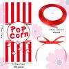 Outus 100 Pcs Popcorn Bags for Party Popcorn Treat Bags Red and White Stripe Carnival Candy Containers with a Roll of Red Ribbon for Circus Carnival Party Birthday Favor view 2