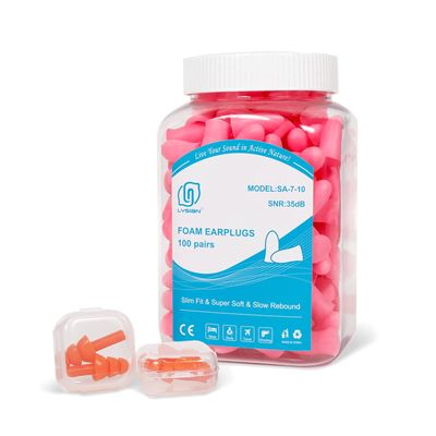 LYSIAN Slim Size Foam Ear Plugs for Noise Reduction Small Ear Women, Kids-35dB SNR Noise Cancelling Earplugs for Sleeping, Snoring, Fireworks, Shooting, Study Loud Noise, Pink-100 Pairs,