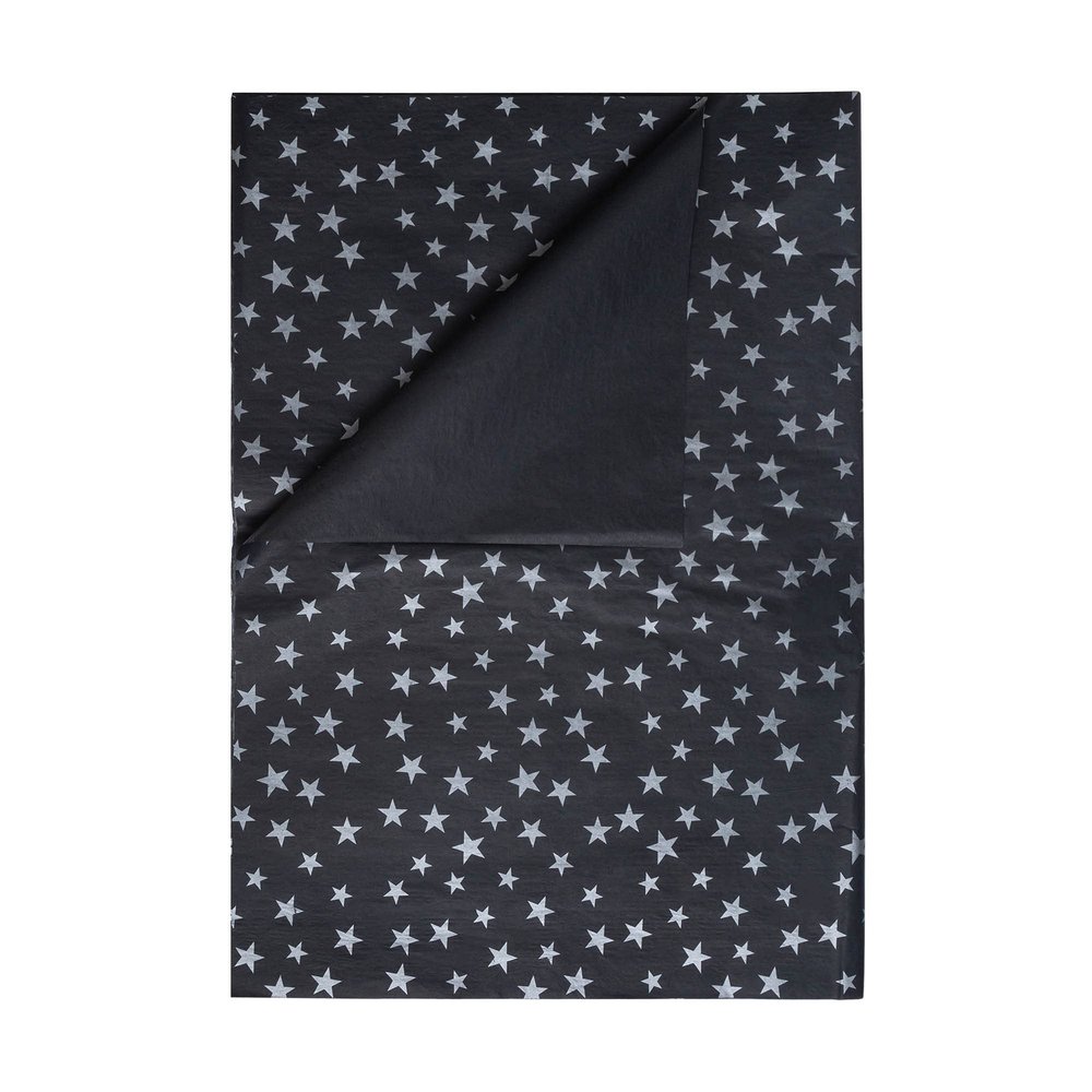 Black Tissue Paper with Silver Stars,for Christmas, Wedding, Art Craft Idea, Party Favors Goody Bags,50 Sheets,20 in x 28 in Each