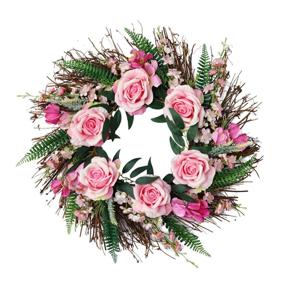 YYDFPIIA Artificial Rose Flower Wreath Door Wreath for Home Party Indoor Outdoor Window Wall Wedding Decoration
