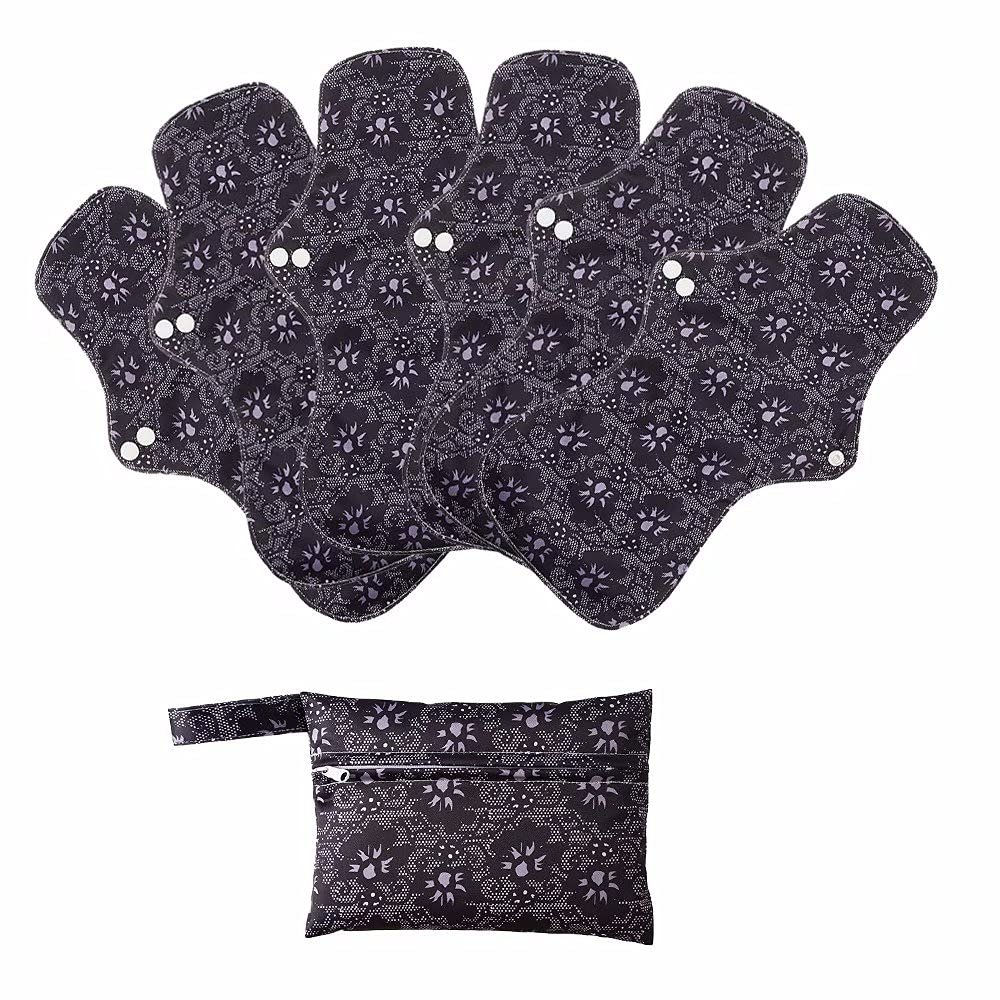 6 Pcs Reusable Washable Menstraul Pads Sanitary Pads, 4 Sizes Women Sanitary Day and Night Pads, XL