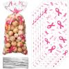 100 Pieces Breast Cancer Awareness Cellophane Treat Bags Pink Ribbon Gifts Accessories Bulk Pink out Hope Courage Love Goodie Bags with 100 Silver Twist Ties for Business Event Charity Party Supplies view 1