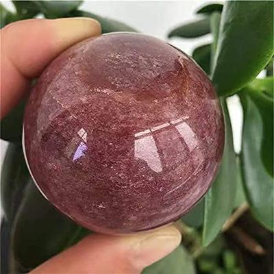 1pc Natural Gemstone Sphere red Strawberry Crystals Ball Healing Stone for Home Decoration 50-55mm