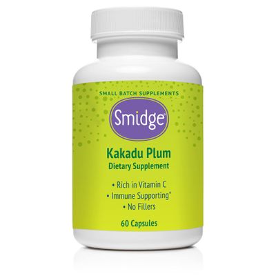 Smidge Kakadu Plum Capsules, 60 ct. Pure, Non-GMO Vitamin C from Australian Kakadu Plum. No Fillers, No Ascorbic Acid