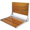 18" ADA Compliant Folding Serena Teak Wood Shower Bench Seat, Clear Coated for Extra Protection and Smooth Modern Finish, Foldable Aluminum Wall-Mounted Fold Up Bathroom Stool Seating Chair view 1