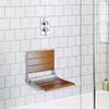 18" ADA Compliant Folding Serena Teak Wood Shower Bench Seat, Clear Coated for Extra Protection and Smooth Modern Finish, Foldable Aluminum Wall-Mounted Fold Up Bathroom Stool Seating Chair view 2
