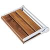 18" ADA Compliant Folding Serena Teak Wood Shower Bench Seat, Clear Coated for Extra Protection and Smooth Modern Finish, Foldable Aluminum Wall-Mounted Fold Up Bathroom Stool Seating Chair view 3