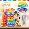 105 Pcs Rainbow Cellophane Treat Bags Bulk Rainbow Party Favor Goodie Gift Bags with Twist Ties for Candy Cookie Birthday Classroom Wedding Anniversary Baby Shower Party Supplies view 3