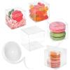 Jutieuo 100 Pack 2x2x2 Inches Clear Favor Boxes with Ribbons, Mini Transparent Cube Treat Boxes for Candy & Chocolate Bomb, Plastic Individual Macaron Packaging Box for 2 view 1