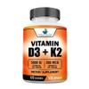 American Standard Supplements Vitamin D3 5000 IU (125mcg) Plus Vitamin K2 (MK7) 200mcg Per Capsule - Gluten Free, Non-GMO, 120 Capsules, 120 Servings, 120 Day Supply