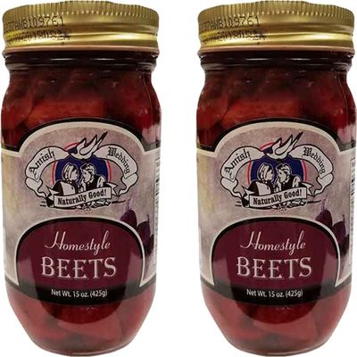 Amish Wedding Foods Pickled Beets, 2-Pack 15 oz. Pint Jars (Homestyle Beets)