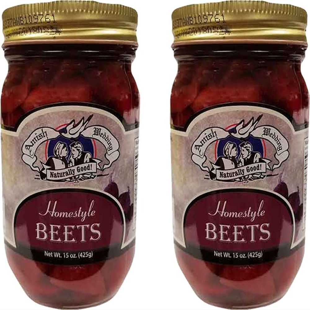 Amish Wedding Foods Pickled Beets, 2-Pack 15 oz. Pint Jars (Homestyle Beets)