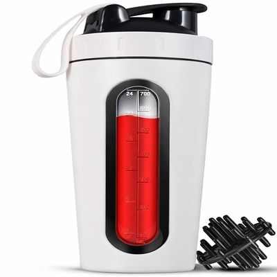 BURRDOFF Stainless Steel Bpa-Free Thick 304 Shaker Bottles For Protein Shake [Visible Window], Gym Bottles For Men (White, 950 Ml, Pack Of 1), 850 Milliliter