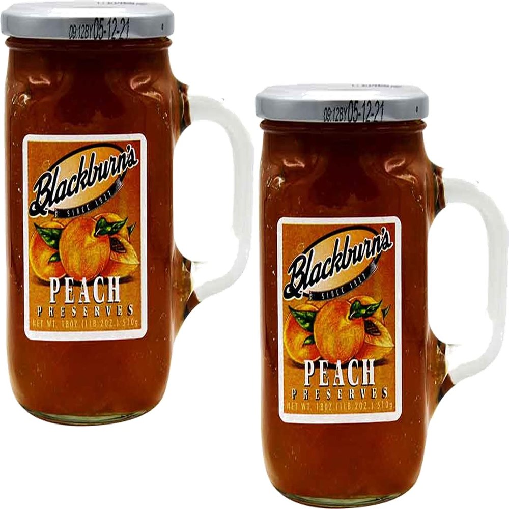 Blackburn's Fruit Preserves with Reuseable Mug, 2-Pack 18 oz. Jars (Peach)