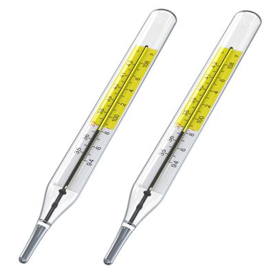 2pcs Glass Thermometers Mercury Free Clinlic Thermometer Traditional Thermometer Dual Scale Mercury Free C&F 2PK