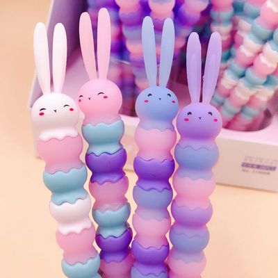 Angelastore 4pcs Cartoon Ice Cream Rabbit Silicone Kawaii School Office Stationery Gel Pen Creative Cute Bunny Supply sweet lovely, 0.5mm