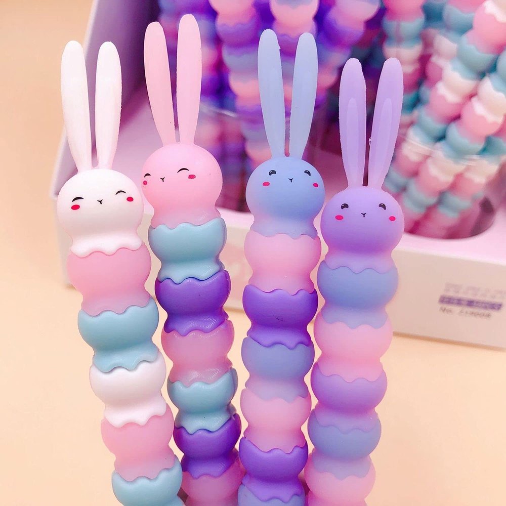 Angelastore 4pcs Cartoon Ice Cream Rabbit Silicone Kawaii School Office Stationery Gel Pen Creative Cute Bunny Supply sweet lovely, 0.5mm
