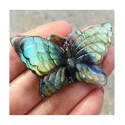 1pc Natural Blue Hand Carved Polished Crystal Stone Labradorite Butterfly for Gift 2inch