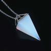 Natural Gem Stone Pyramid Pendulum Pendant Crystal Quartz Onyx Necklaces Suspension for Women Men-Black Agates Small view 4