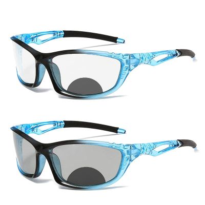COTIA Men's Outdoor Driving Sports Photochromic Bifocal Reading Glasses Cycling Classic Reader Magnification Presbyopic Eyeglasses (blue, 3.75)