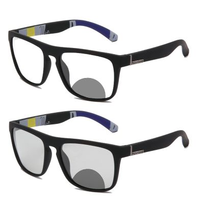 COTIA Transition Photochromic Bifocal Reading Glasses for Mens and Womens, Square Sports Sunglasses Readers 0~+4.00 (black, 2.5)