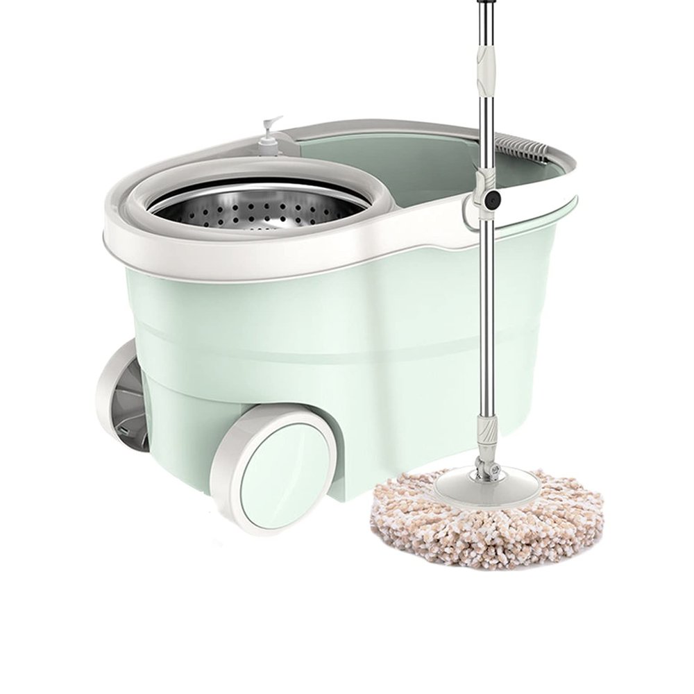 Mop with Bucket, Reusable Washable Replaceable Cloth High Efficiency Spin Dehydration Ergonomics Portable Handle Rotation Mops