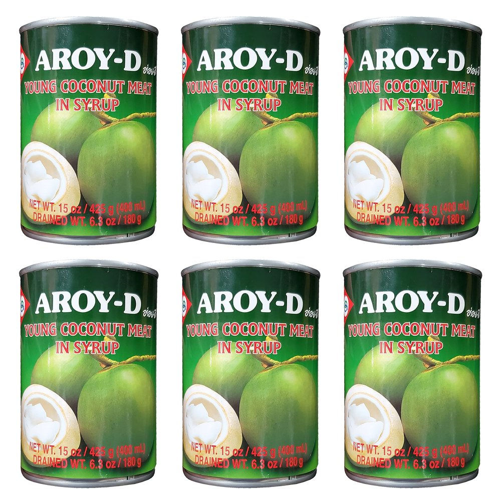 Aroy-D Young Coconut in Syrup (6 Pack, Total of 90oz)